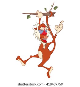 Vector Illustration of a Cute Monkey. Mandrill. Cartoon Character