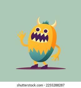 vector illustration of a cute monster character, minimalist cartoon style