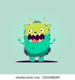 vector illustration of a cute monster character, minimalist cartoon style