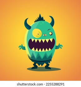 vector illustration of a cute monster character, minimalist cartoon style