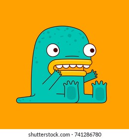 Vector illustration of cute monster. Design for posters, postcards, clothing and books