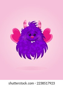 Vector illustration with cute Monster with wings.