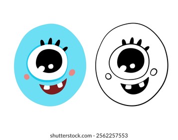 Vector illustration of cute monsters numbers. Color and outline cartoon image. Educational material for preschool children. Coloring book for kids.
