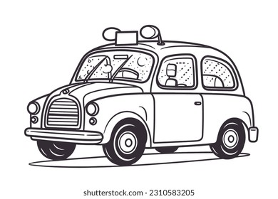 Vector Illustration, Illustration of Cute Morris Car, Lineart