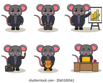 Vector illustration of Cute Mouse Businessman. Good for icon, label, sticker, clipart.
