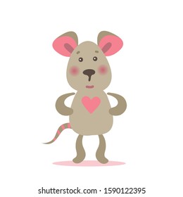 Vector illustration of cute mouse character. 2020 year mascot. Design element for sticker, poster, greeting card.
