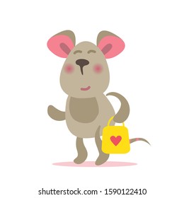 Vector illustration of cute mouse character. 2020 year mascot. Design element for sticker, poster, greeting card.