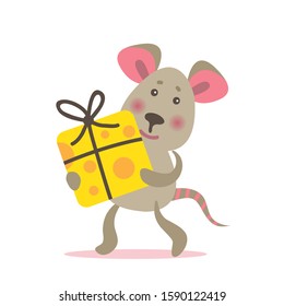 Vector illustration of cute mouse character. 2020 year mascot. Design element for sticker, poster, greeting card.