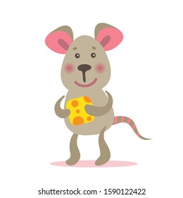 Vector illustration of cute mouse character. 2020 year mascot. Design element for sticker, poster, greeting card.