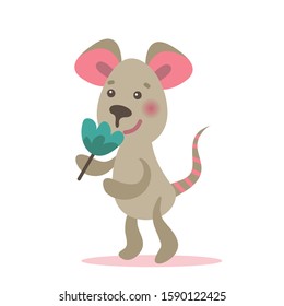 Vector illustration of cute mouse character. 2020 year mascot. Design element for sticker, poster, greeting card.