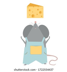 vector illustration cute mouse and cheese