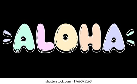 ベクターイラスト 白い背景にかわいいアロハ多彩色の文字 ハワイのシンボル 地元の俗語 手描きの簡単な落書きクリップアート ポスター バナー はがき パターン 招待状に最適 のベクター画像素材 ロイヤリティフリー Shutterstock