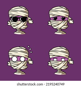 vector illustration of cute mummy emoji