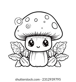 Vector Illustration, Cute Mushroom Character