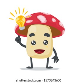 vector illustration of cute mushroom got idea, on white background