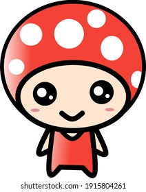 Vector illustration of cute mushroom graphics on white background