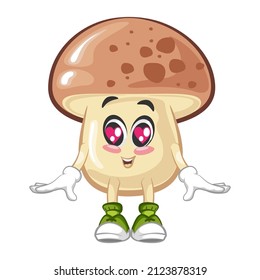 vector illustration of cute mushroom mascot in love