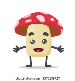 vector illustration of cute mushroom, on white background