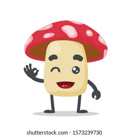 vector illustration of cute mushroom, on white background