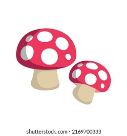 vector illustration of cute mushrooms in cartoon style.