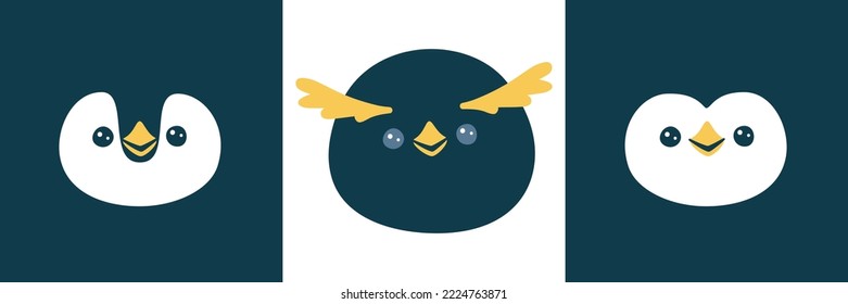 Vector illustration of cute muzzle penguins