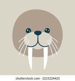 Vector illustration of a cute muzzle of a walrus