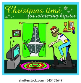 Vector illustration with cute New Year's symbol 