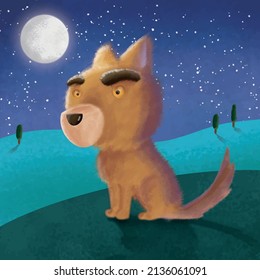 Ilustración vectorial de un lindo lobo nocturno