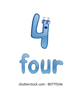 Vector illustration of cute number four for children education