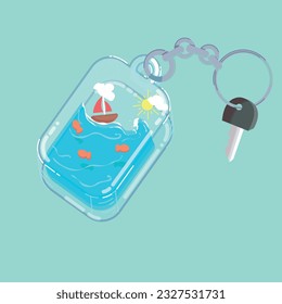 vector illustration of a cute ocean themed keychain