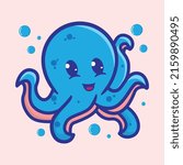 Vector illustration of cute octopus.
