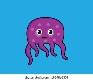 Vector illustration of Cute octopus cartoon