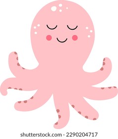 Ilustración vectorial de un pulpo lindo. Estilo plano	