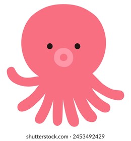 Ilustración vectorial de pulpo lindo. Icono, mar, acuario