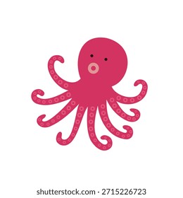Ilustração Vetorial do Caráter Marisco Polvo Fofo