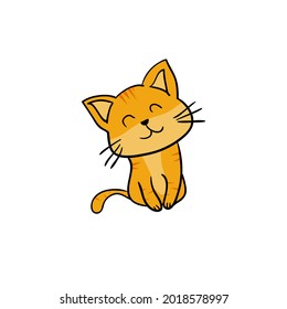 vector illustration of cute orange cat with smiley face perfect for pet shop and business element