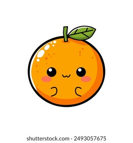 vector illustration of cute orange with embarrassed expression in minimalist and flat style isolated on white background