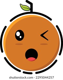 Vector illustration of cute orange emoticon.