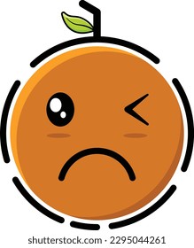 Vector illustration of cute orange emoticon.
