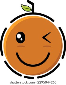 Vector illustration of cute orange emoticon.
