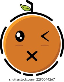 Vector illustration of cute orange emoticon.