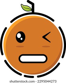 Vector illustration of cute orange emoticon.
