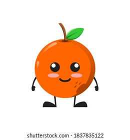 vector illustration of cute orange fruit mascot or character with smile expression. cute orange fruit Concept White Isolated. Flat Cartoon Style Suitable for Landing Page, Banner, Flyer, Sticker.