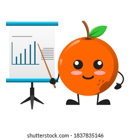 vector illustration of cute orange fruit mascot or character presentation. cute orange fruit Concept White Isolated. Flat Cartoon Style Suitable for Landing Page, Banner, Flyer, Sticker.