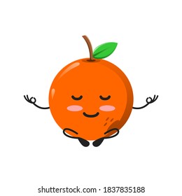 vector illustration of cute orange fruit mascot or character mental meditate with yoga pose. cute orange Concept White Isolated. Flat Cartoon Style Suitable for Landing Page, Banner, Flyer, Sticker.