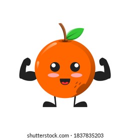 vector illustration of cute orange fruit mascot or character gym fitnes. cute orange fruit Concept White Isolated. Flat Cartoon Style Suitable for Landing Page, Banner, Flyer, Sticker.