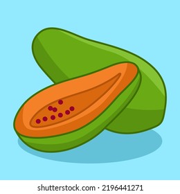 Vector illustration of cute orange papaya fruit