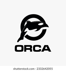 Ilustración vectorial del logotipo de la orca linda