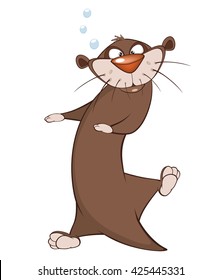 Vector Illustration of a Cute Otter. Cartoon Character