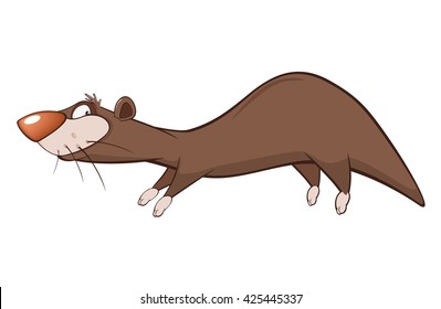 Vector Illustration of a Cute Otter. Cartoon Character